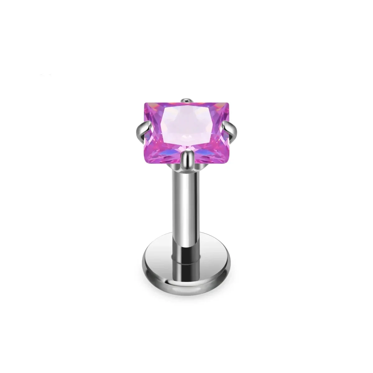 Square diamond stud earring titanium nose stud lip stud - Image 8