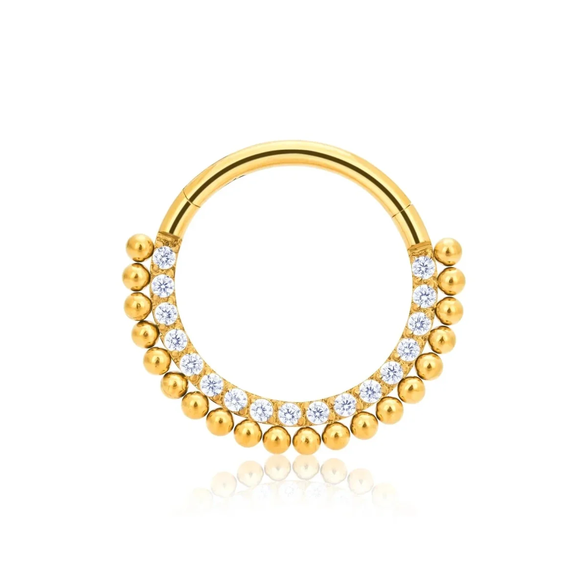16G daith ring with diamond cz and dots in gold and silver titanium septum hoop - Image 3