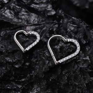 Heart daith piercing implant-grade titanium 16 gauge with CZ