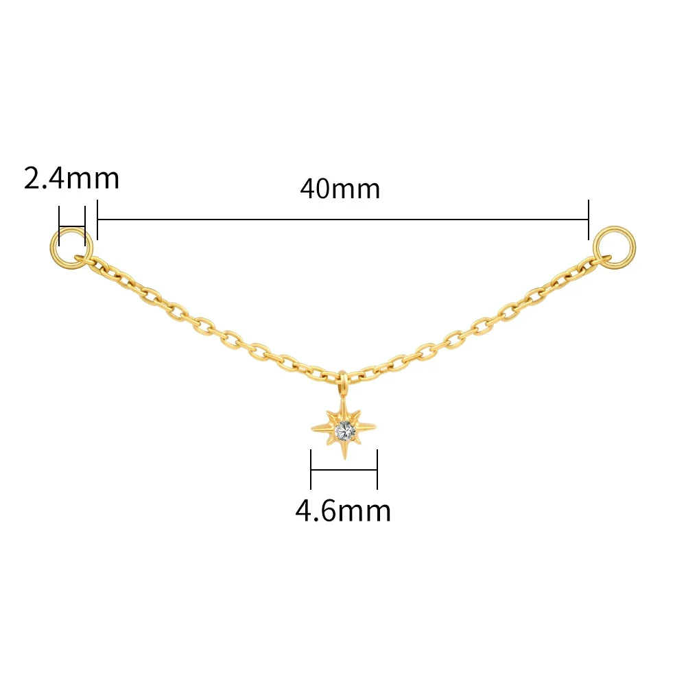 Industrial piercing chain with a dangling star 30mm 40mm nose chain piercing - Image 7