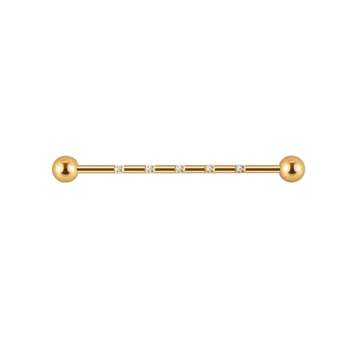 Industrial bar earring with cz 14G 38mm titanium industrial barbell piercing gold silver rose gold black - Image 3