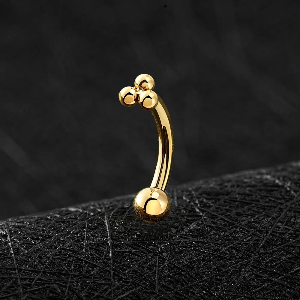 Cute rhino piercing with three dots rhino nose piercing titanium curved barbell - Image 3