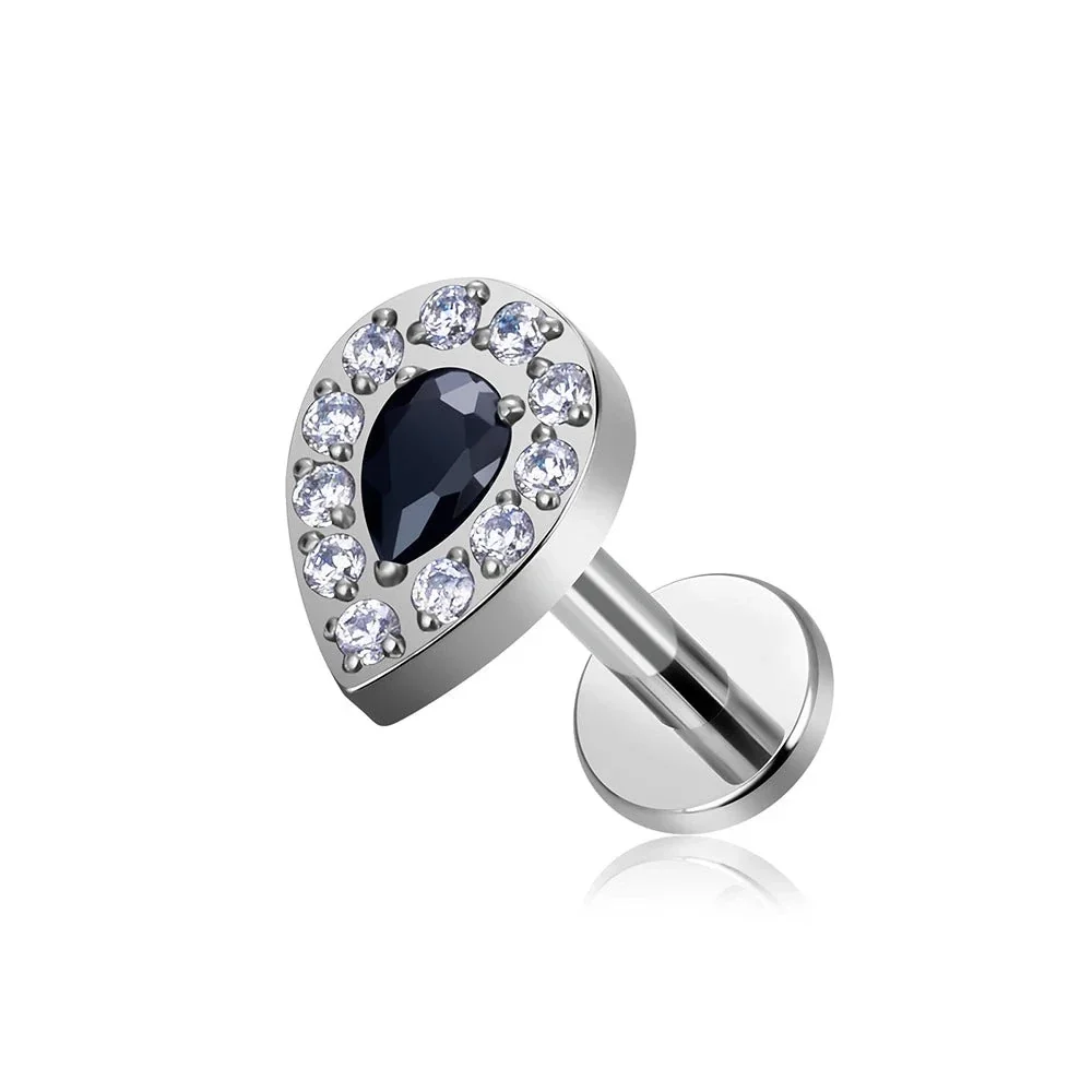 Feminine and classy medusa piercing with clear pink purple blue black diamond CZ titanium stud - Image 9