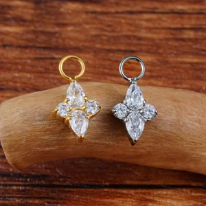 Nipple piercing charm with a clear diamond cz pendant ear piercing charm