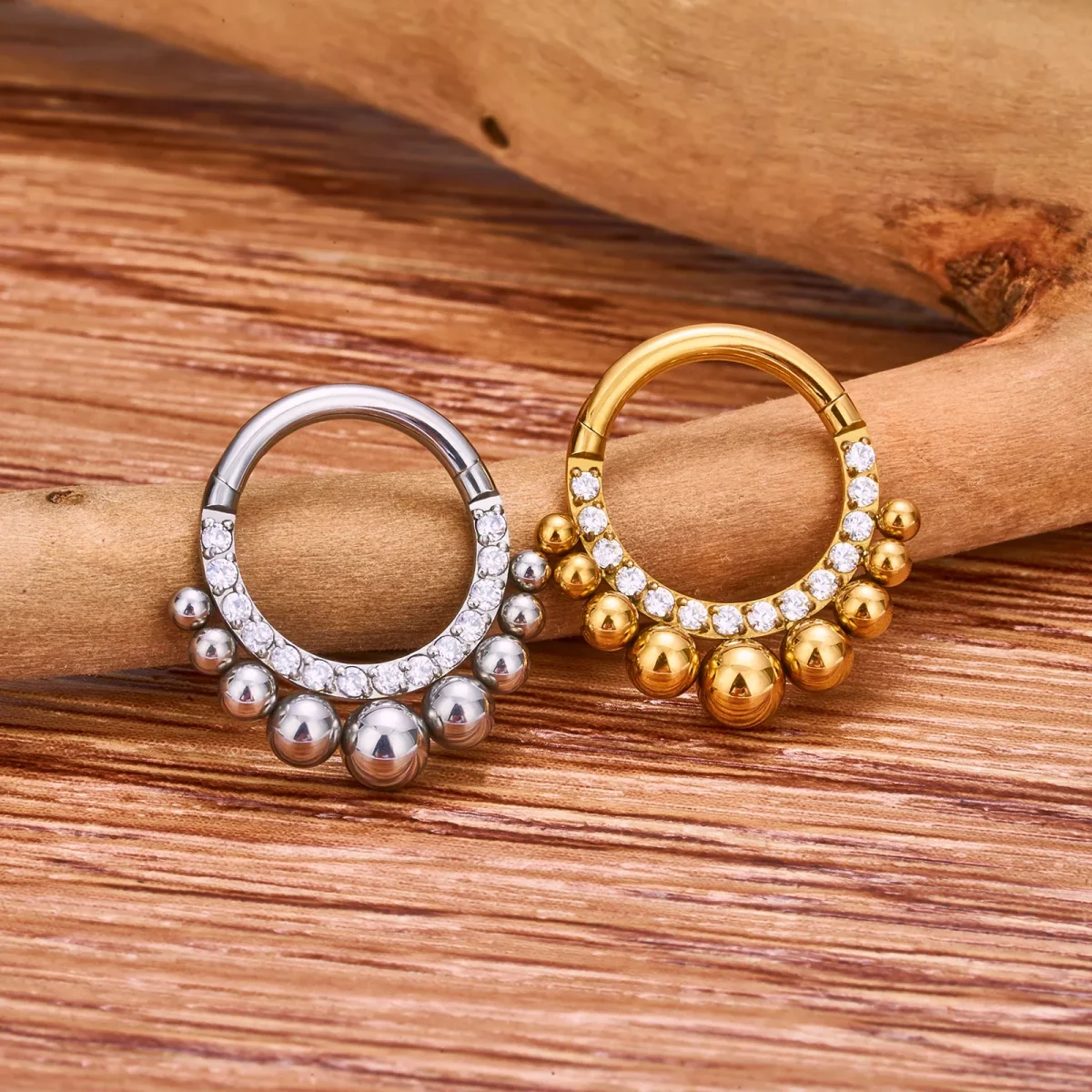 Cute daith ring in gold and silver titanium piercing hoop septum ring 16G - Image 4