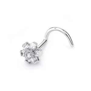 Clear corkscrew nose stud 20G diamond corkscrew nose stud 6.5mm corkscrew stud nose ring titanium
