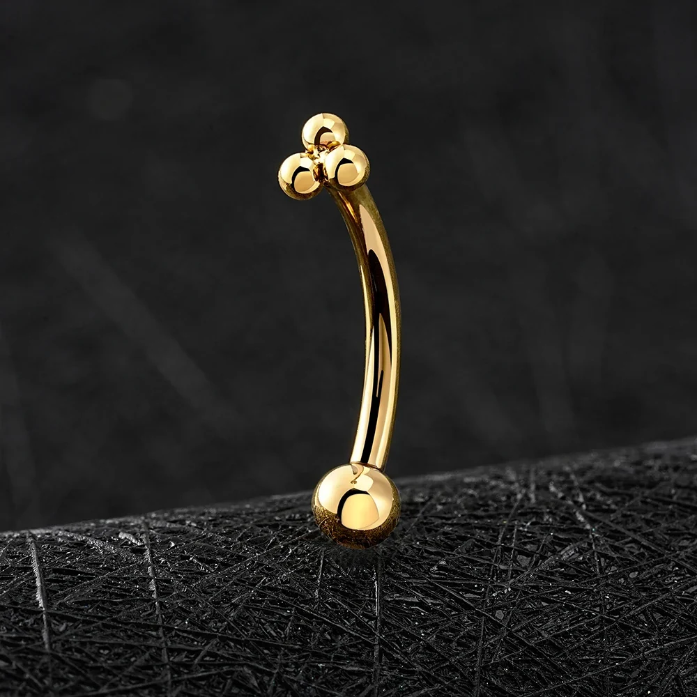 Cute rhino piercing with three dots rhino nose piercing titanium curved barbell - Image 8
