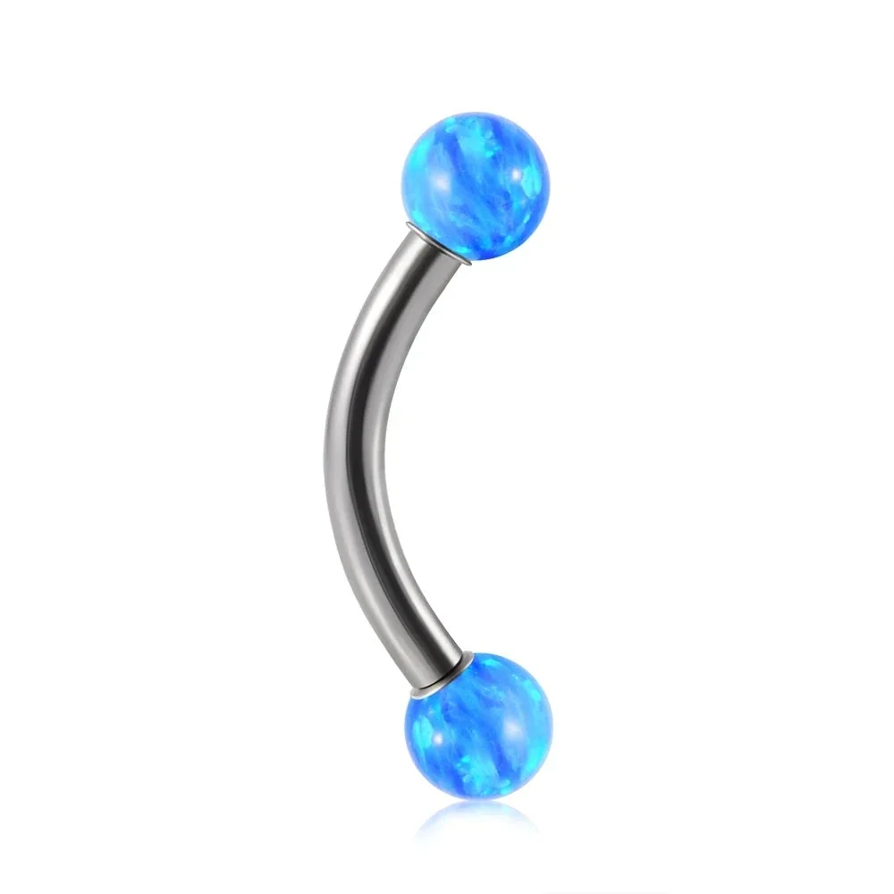 Opal eyebrow piercing titanium curved barbell banana barbell vertical labret rook piercing - Image 7