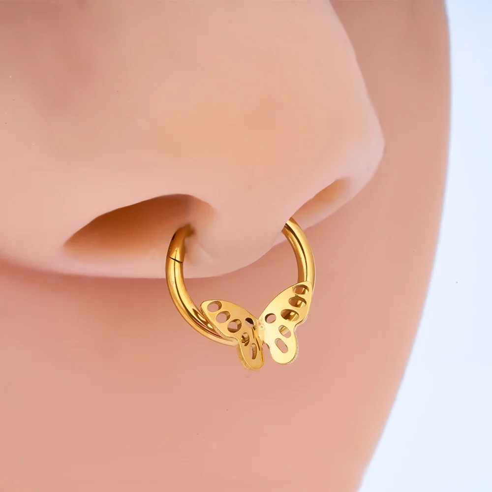Butterfly septum ring titanium butterfly wings butterfly nose piercing - Image 7