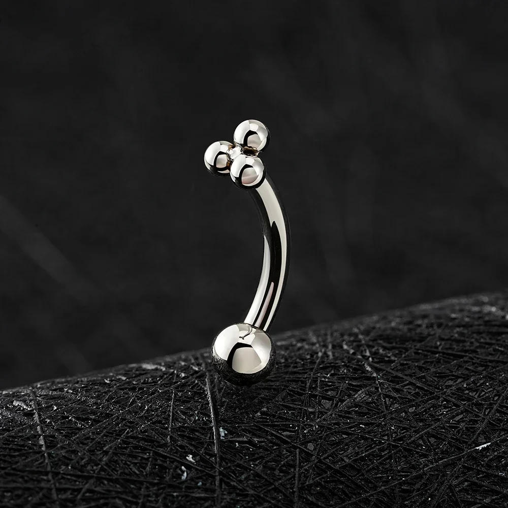 Cute rhino piercing with three dots rhino nose piercing titanium curved barbell