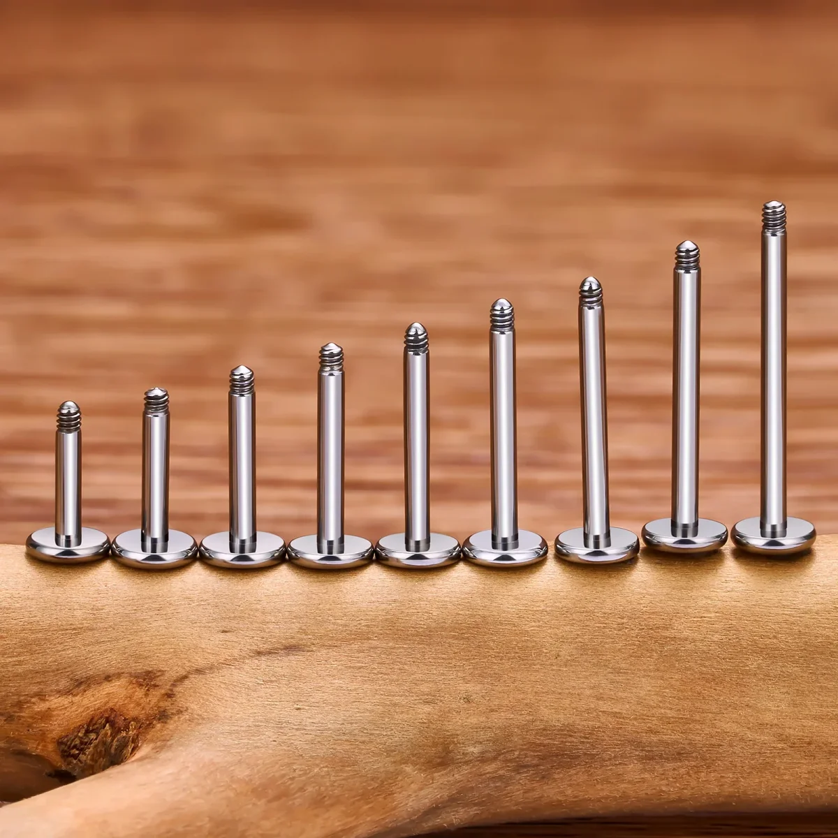 Labret posts externally threaded silver gold blue purple 16G 14G titanium labret 10 pieces - Image 4