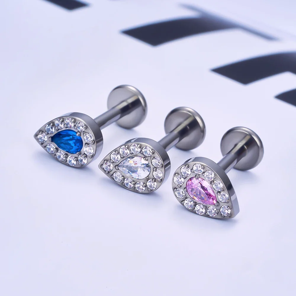 Feminine and classy medusa piercing with clear pink purple blue black diamond CZ titanium stud - Image 3