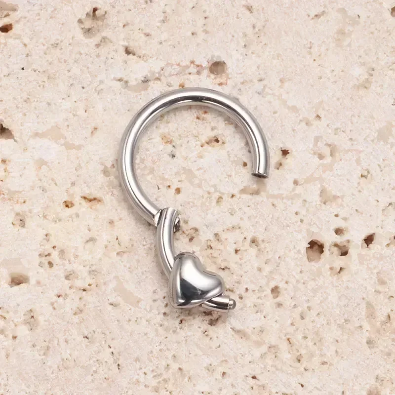 Heart septum clicker in pink purple blue heart nose piercing - Image 4