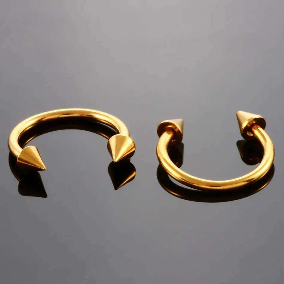 Half hoop nose ring with arrows horseshoe with spikes F136 titanium 16 gauge - Image 4