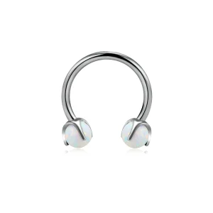 Snake bite hoop piercing with opal 16G titanium horseshoe barbell blue opal white opal