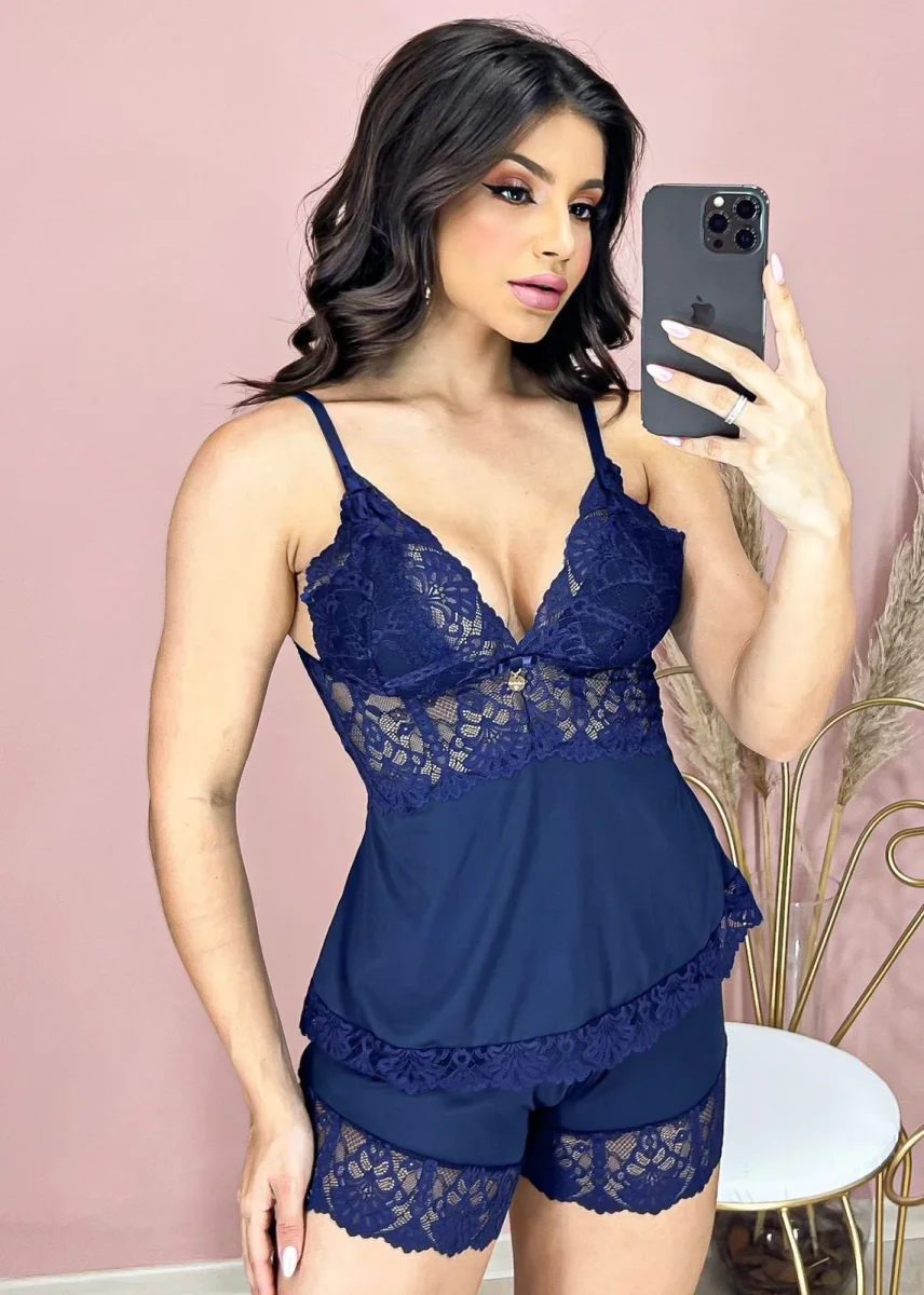 Babydoll Karine Azul Marinho - Image 4