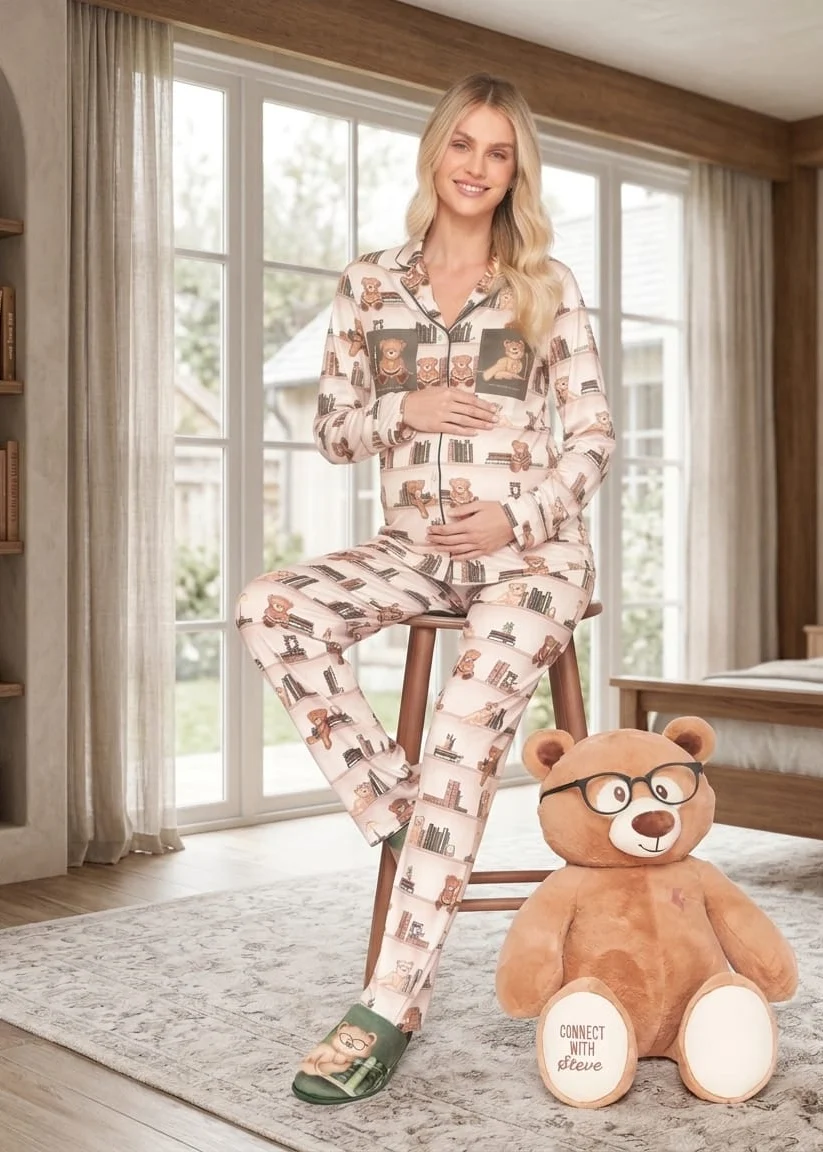 Pijama Feminino Longo Americano Teddy