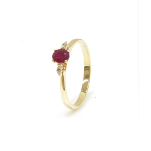 Anel Ouro 18K Rubi Brilhantes
