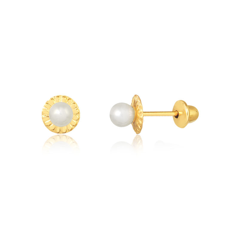 Brinco Ouro 18K Infantil | Pérola