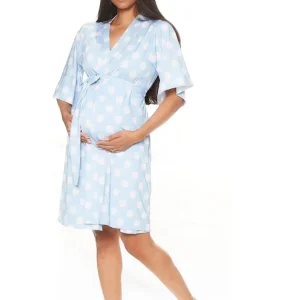 Robe Gestante Curto BM Poá Azul
