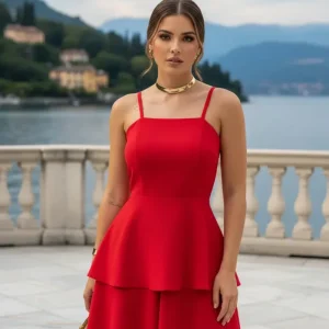 Vestido curto de alça vermelho