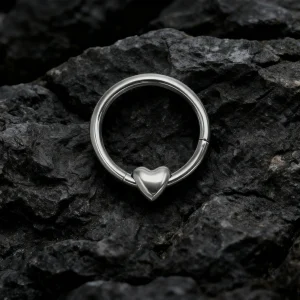 Heart septum clicker in pink purple blue heart nose piercing