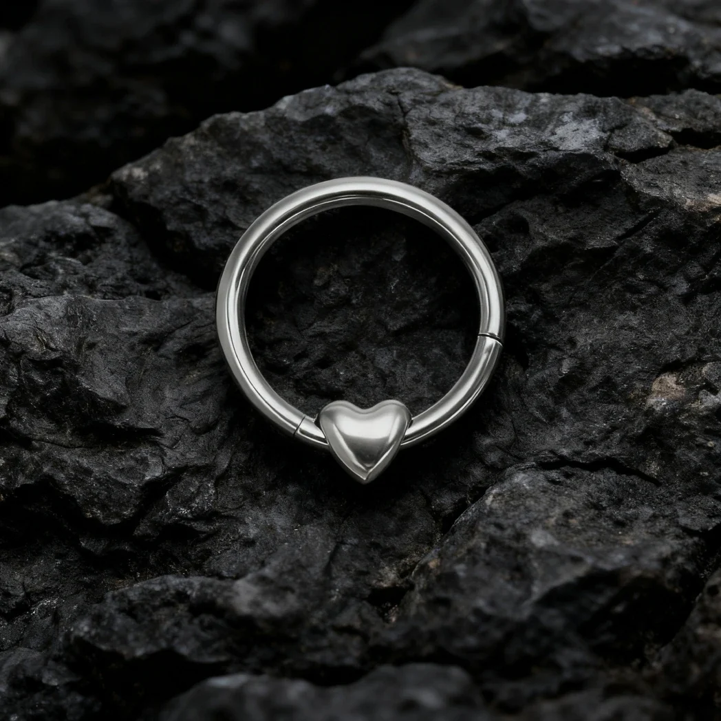 Heart septum clicker in pink purple blue heart nose piercing
