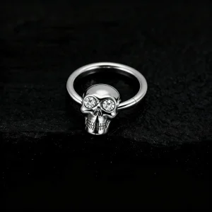 Skull nose ring in black silver gold pink green blue purple skull captive bead ring titanium piercing